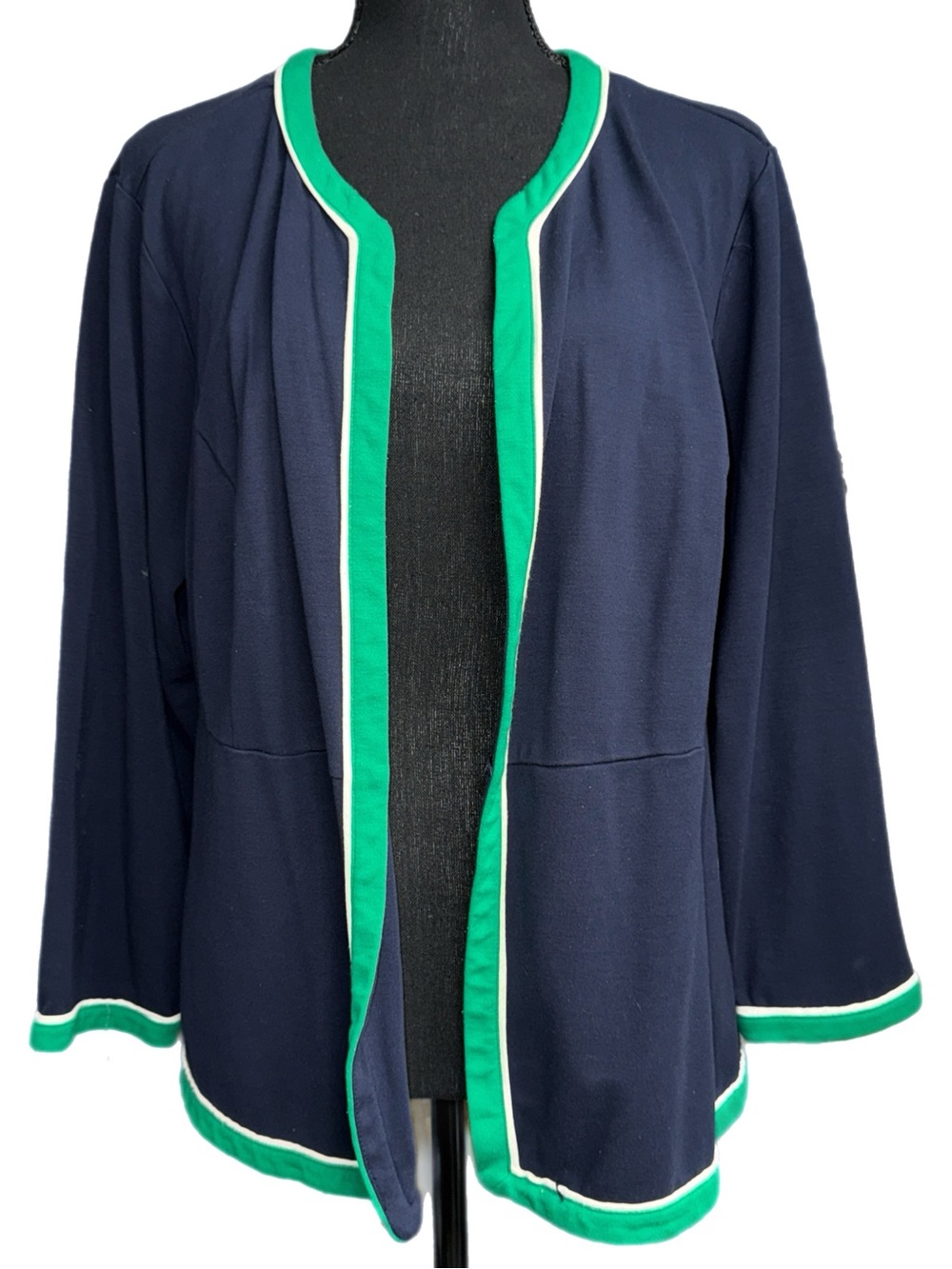 J.Jill Wearever Collection - Navy Open Front Cardigan Jacket 3/4 Sleeve Size 2X